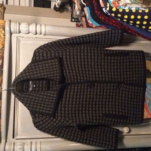 Jones New York Black/gray jacket/sweater size Large. Like new. Merino wool.